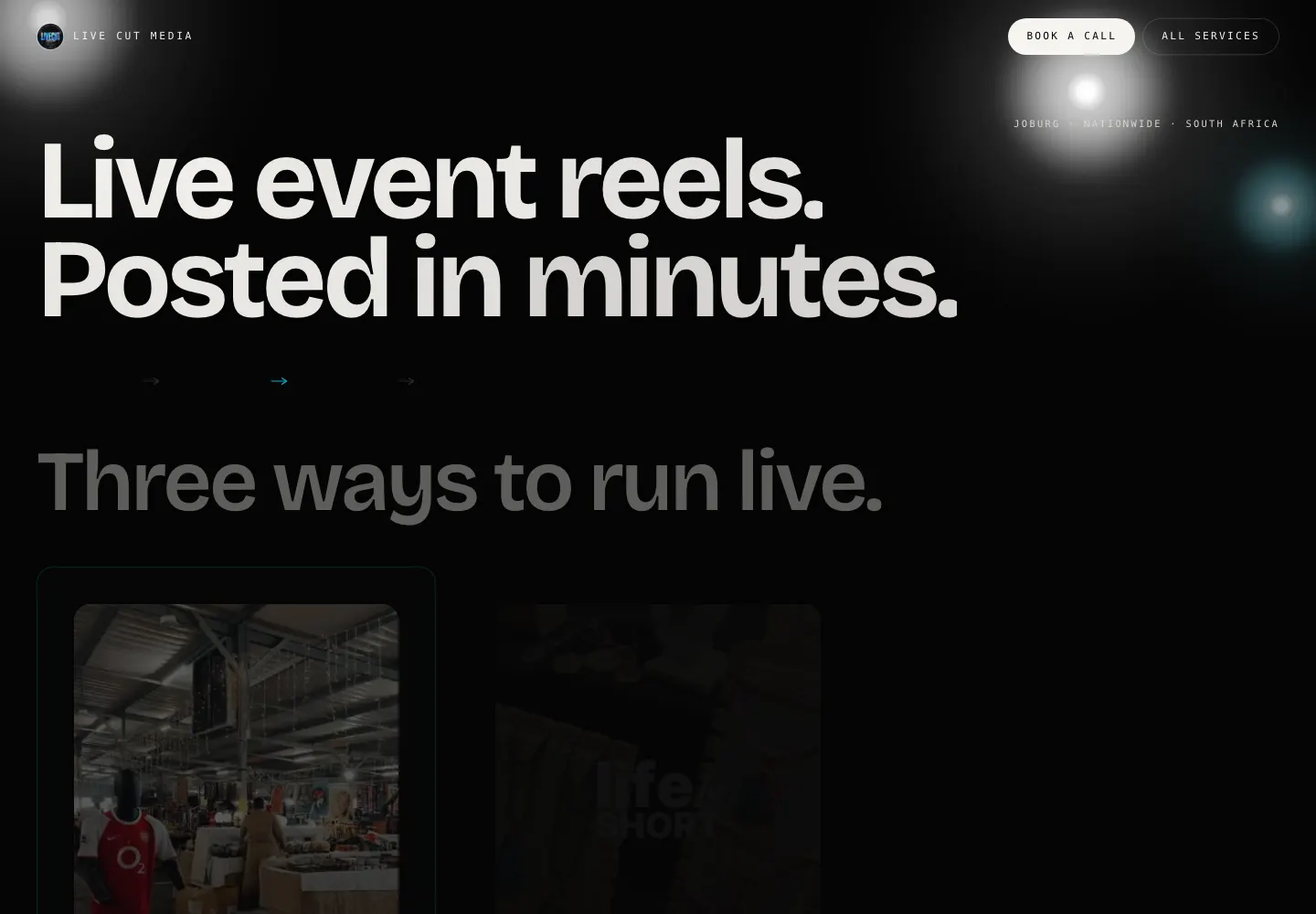The Live Cut Media home page.